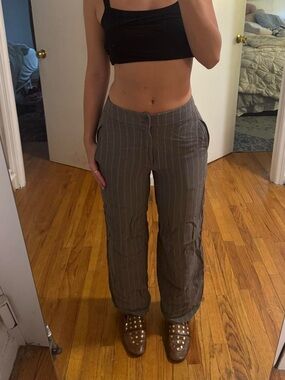 Vintage DKNY brown pinstripe trousers